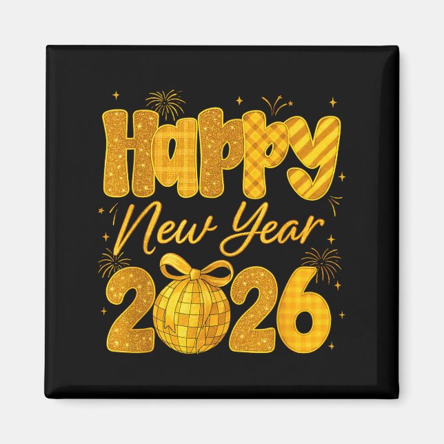 Happy New Year 2026 Eve Party Gold Family Matching Magnet (Framsidan)