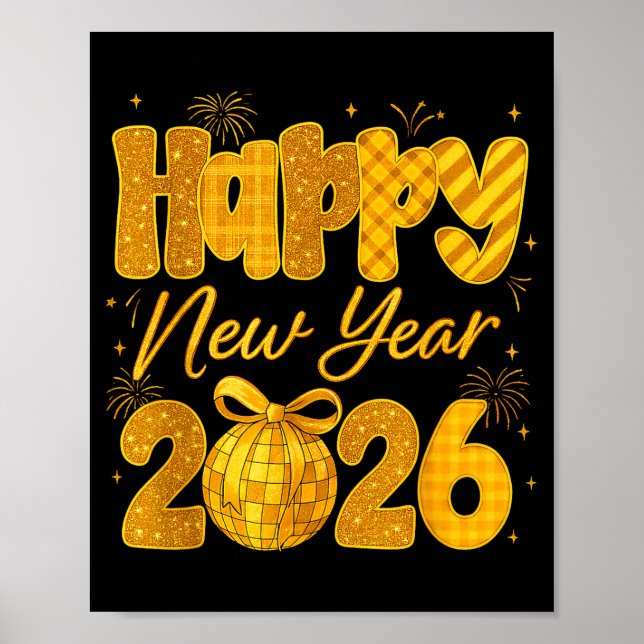 Happy New Year 2026 Eve Party Gold Family Matching Poster (Framsidan)