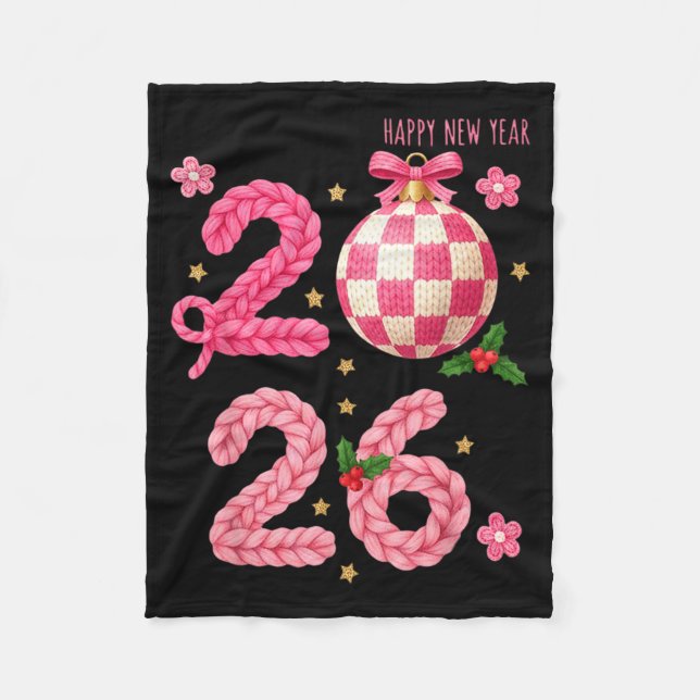 Happy New Year 2026 Family Matching Crochet Men Wo Fleecefilt (Framsidan)
