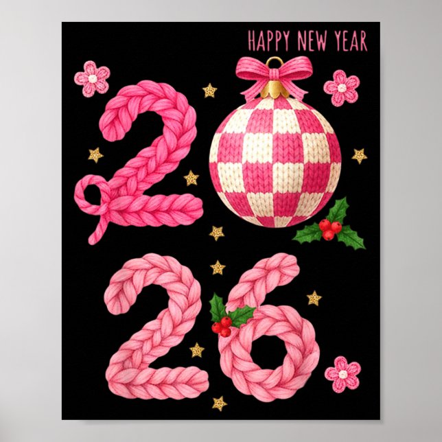 Happy New Year 2026 Family Matching Crochet Men Wo Poster (Framsidan)