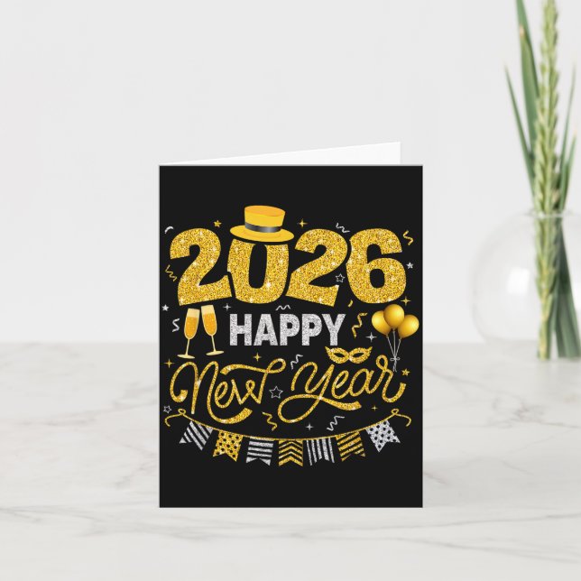 Happy New Year 2026 Fireworks Countdown New Years  Kort (Framsida)