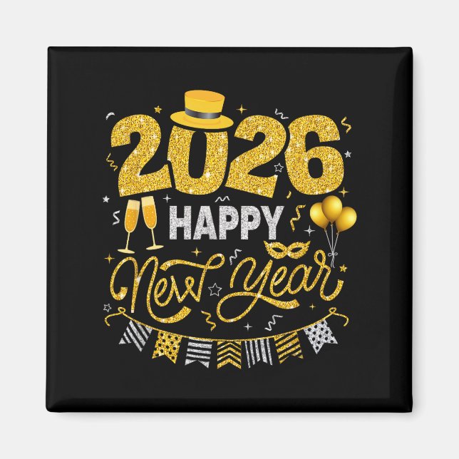 Happy New Year 2026 Fireworks Countdown New Years  Magnet (Framsidan)