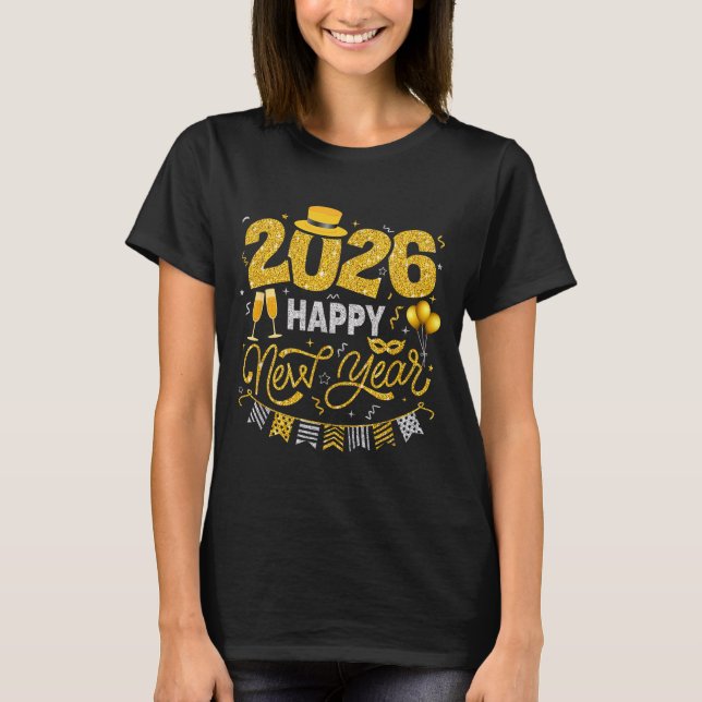 Happy New Year 2026 Fireworks Countdown New Years  T Shirt (Framsida)