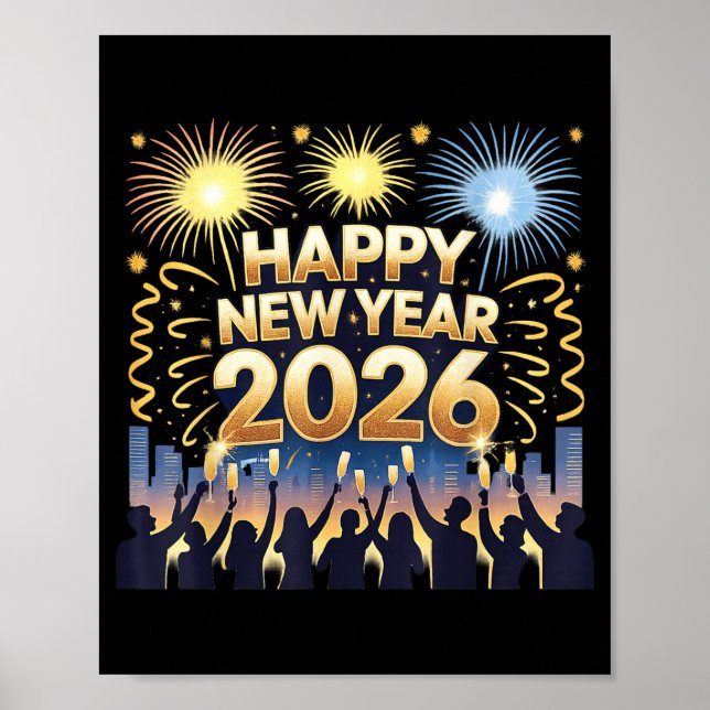 Happy New Year 2026 Fireworks Party Celebration  Poster (Framsidan)