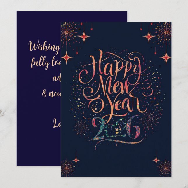 Happy new year 2026 Flat Card (Fram/baksida)