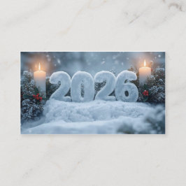 happy new year 2026 frosty elegant business card visitkort