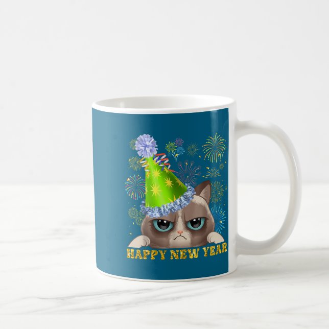 Happy New Year 2026 Funny Cat New Year's Eve Hat G Kaffemugg (Höger)