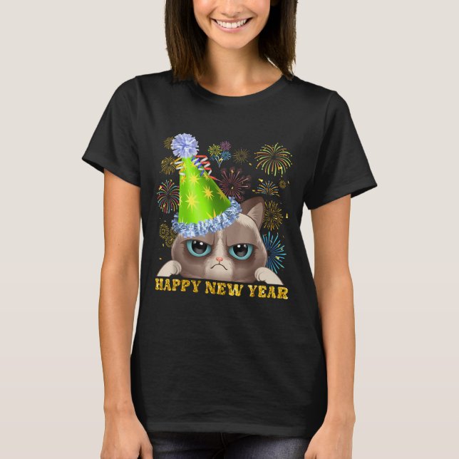 Happy New Year 2026 Funny Cat New Year's Eve Hat G T Shirt (Framsida)