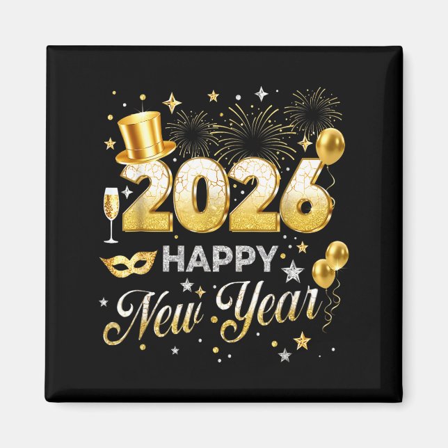 Happy New Year 2026 Funny New Years Eve Party Men  Magnet (Framsidan)