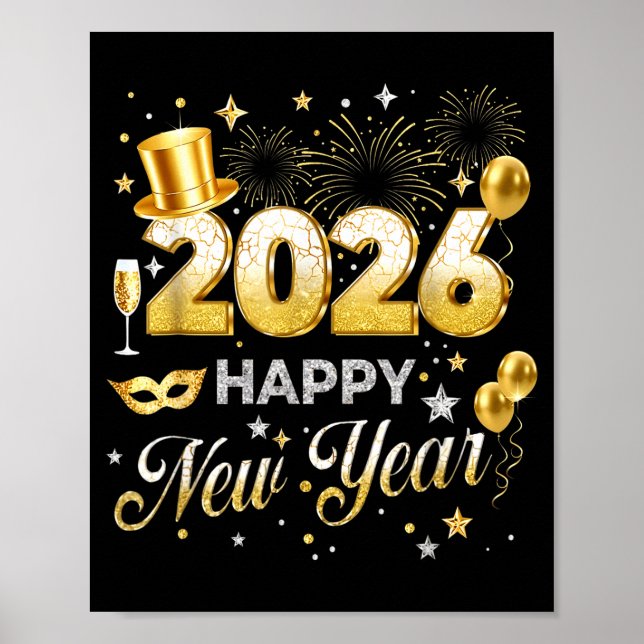 Happy New Year 2026 Funny New Years Eve Party Men  Poster (Framsidan)