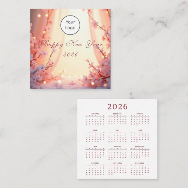 Happy New Year 2026 Fyrkantigt Visitkort (Fram/baksida)