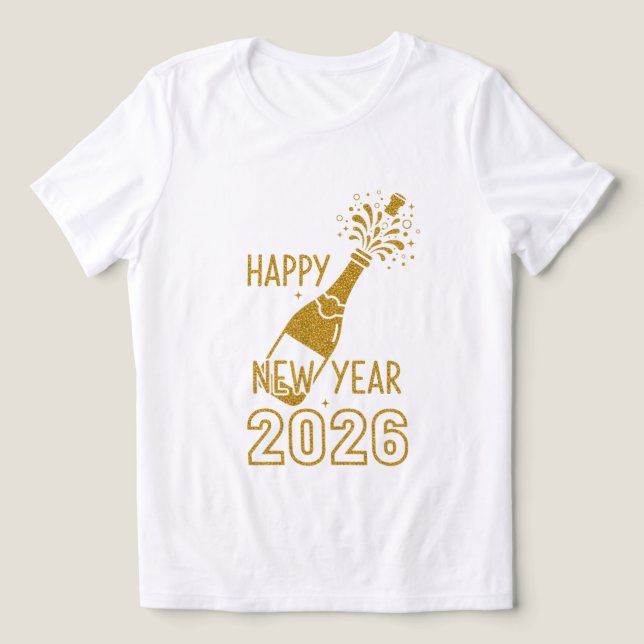 Happy New Year 2026 Glitter Sweatshirts for Women T Shirt (Design Framsida)