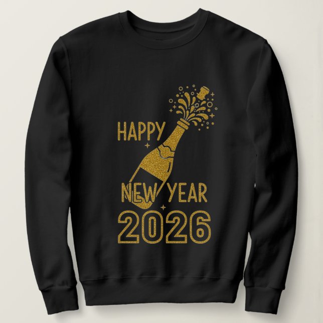 Happy New Year 2026 Glitter Sweatshirts for Women T Shirt (Design framsida)