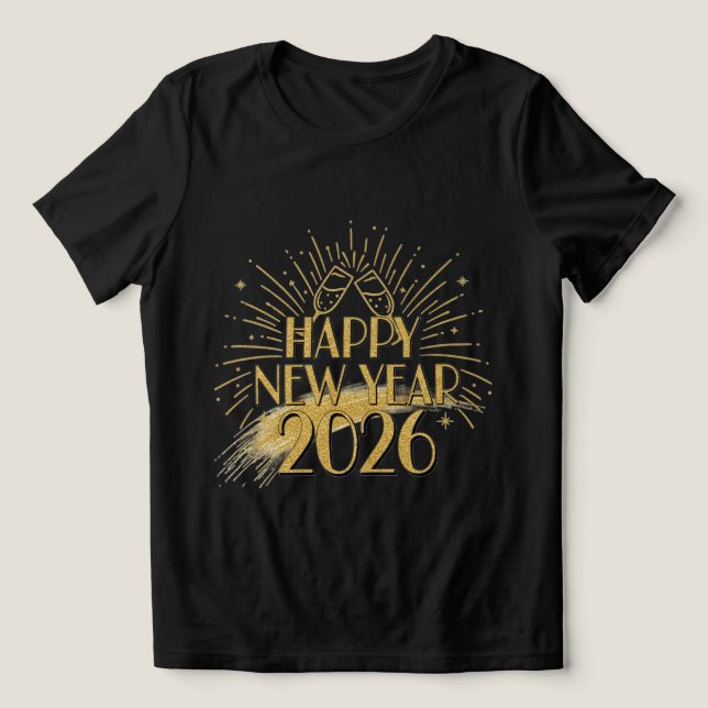 Happy New Year 2026 Glitter Tee for Women (Design Framsida)