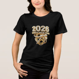 Happy New Year 2026 Glitter Tee for Women