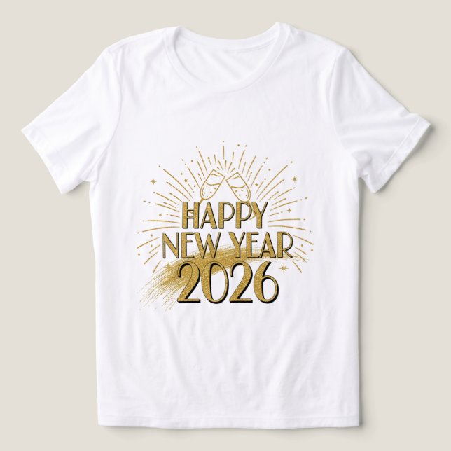 Happy New Year 2026 Glitter Tee for Women (Design Framsida)
