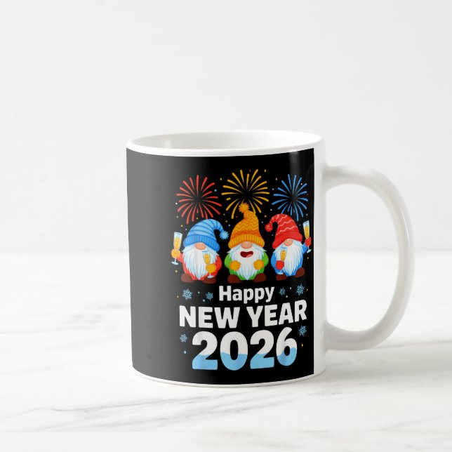 Happy New Year 2026 Gnome With Fireworks And Champ Kaffemugg (Höger)