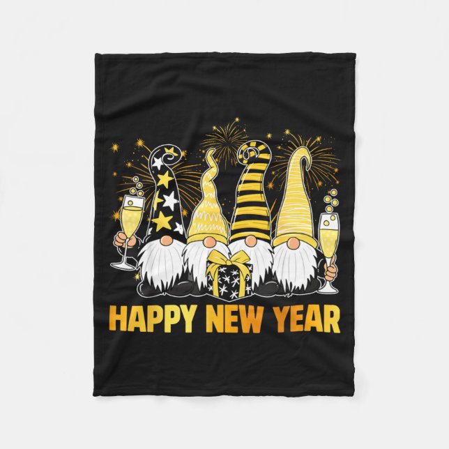 Happy New Year 2026 Gnomes Drinking Champagne New  Fleecefilt (Framsidan)