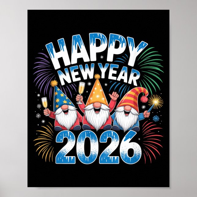 Happy New Year 2026 Gnomes Family Party New Years  Poster (Framsidan)