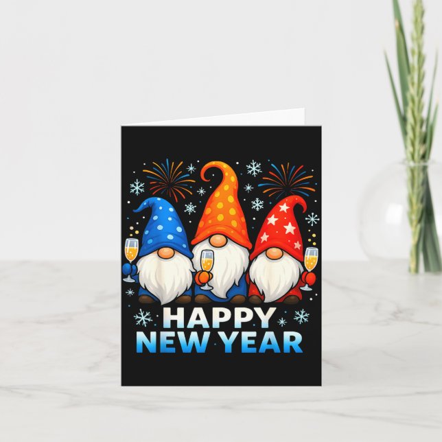 Happy New Year 2026 Gnomes Matching Family New Yea Kort (Framsida)