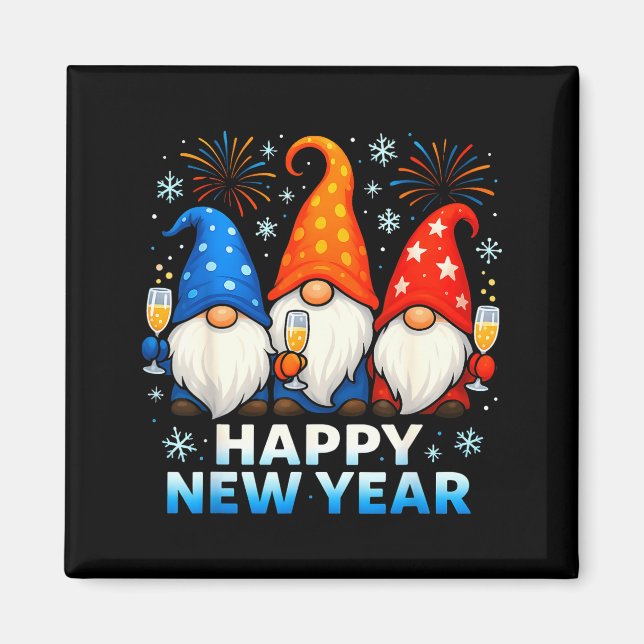 Happy New Year 2026 Gnomes Matching Family New Yea Magnet (Framsidan)