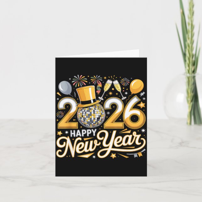 Happy New Year 2026 Gold Party Celebration Gift  Kort (Framsida)