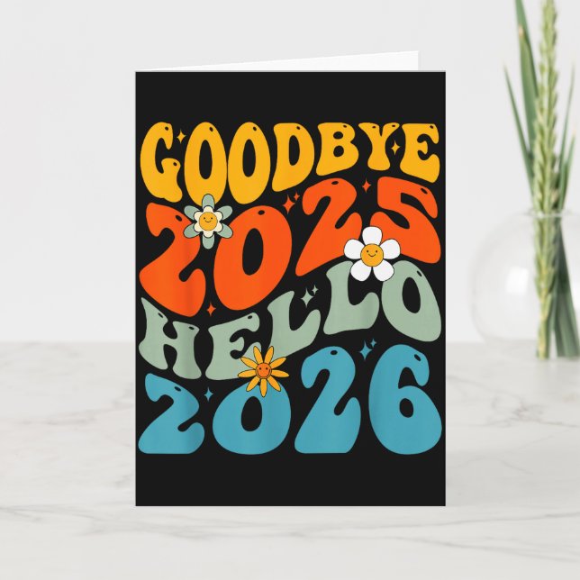 Happy New Year 2026 Goodbye 2025 Hello 2026  Kort (Framsida)