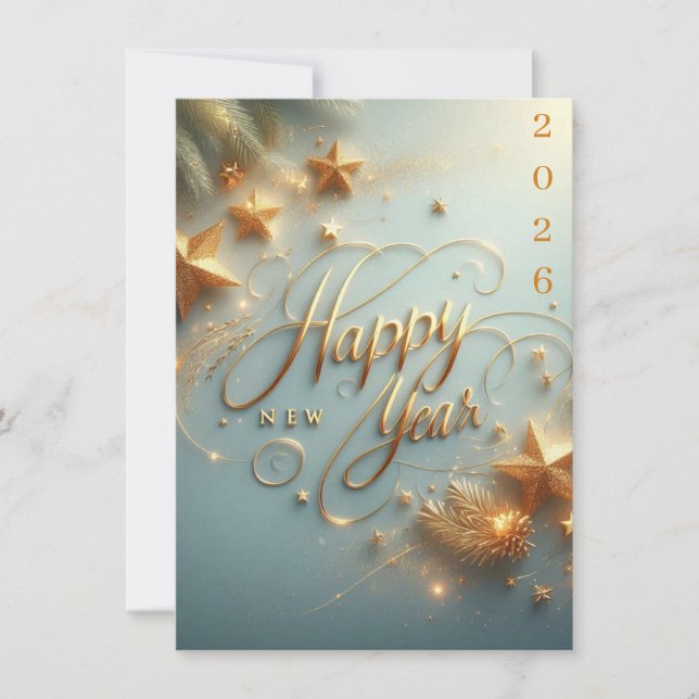 Happy New Year 2026 Greeting Card | Elegant  Julkort (Framsida)
