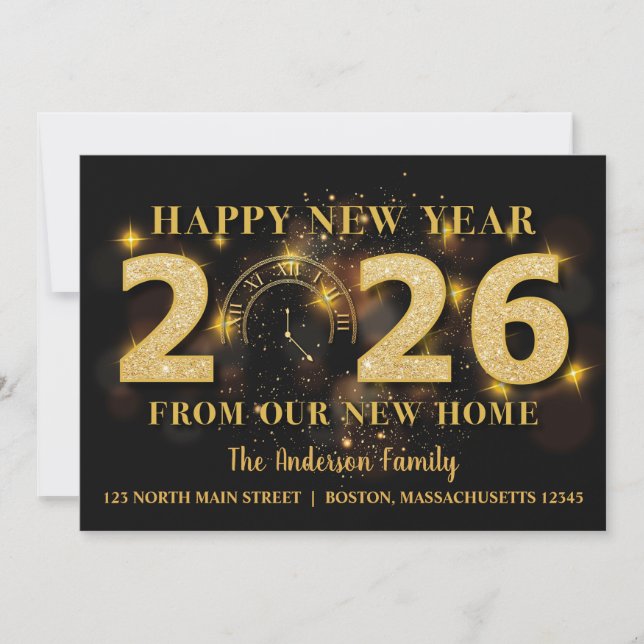 Happy New Year 2026 Holiday Moving Announcement Julkort (Framsida)