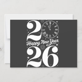 Happy New Year 2026 Midnight Clock Countdown Magnetisk Inbjudningskort