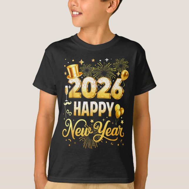 Happy New Year 2026 New Year Party Ballon Family M T Shirt (Framsida)