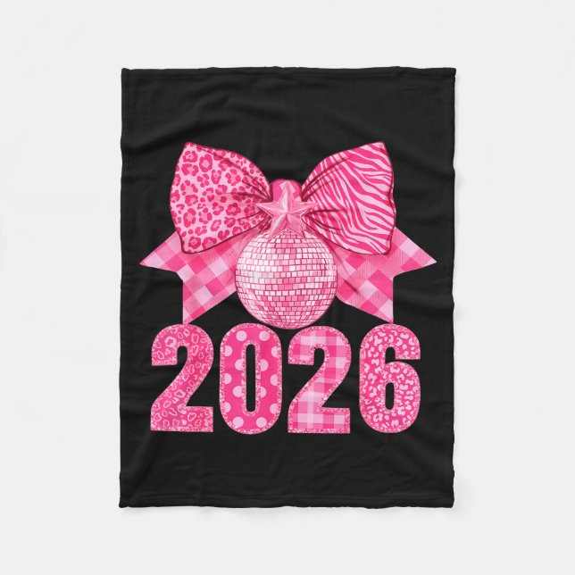 Happy New Year 2026 Nk Bow Patchwork Leopard Zebra Fleecefilt (Framsidan)