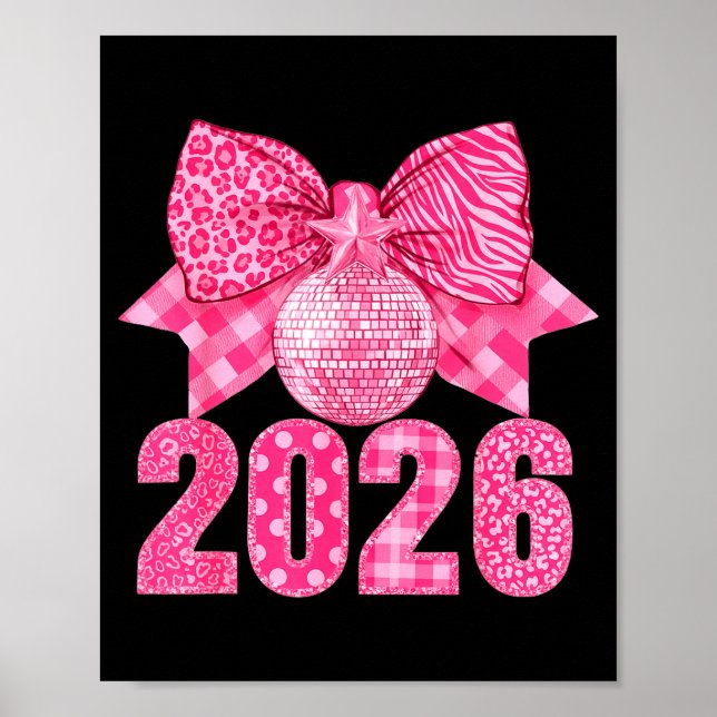 Happy New Year 2026 Nk Bow Patchwork Leopard Zebra Poster (Framsidan)