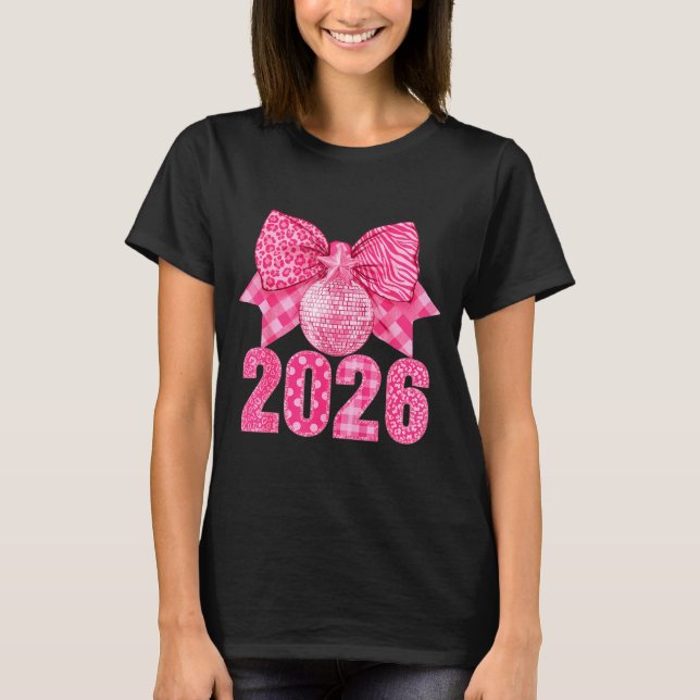 Happy New Year 2026 Nk Bow Patchwork Leopard Zebra T Shirt (Framsida)