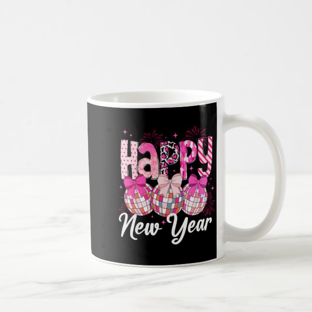 Happy New Year 2026 Nk Coquette Bow Disco Ball Fir Kaffemugg (Höger)