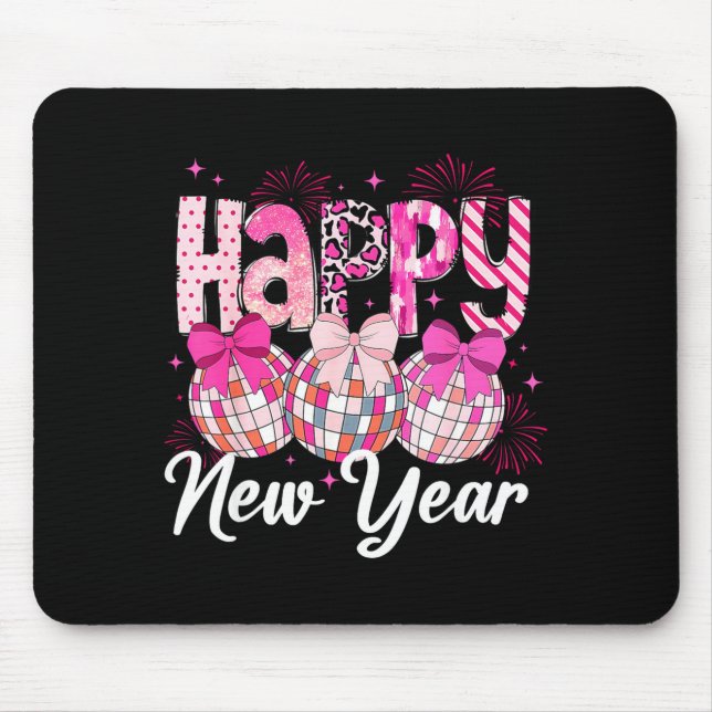 Happy New Year 2026 Nk Coquette Bow Disco Ball Fir Musmatta (Framsidan)