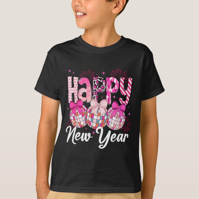 Happy New Year 2026 Nk Coquette Bow Disco Ball Fir T Shirt (Framsida)