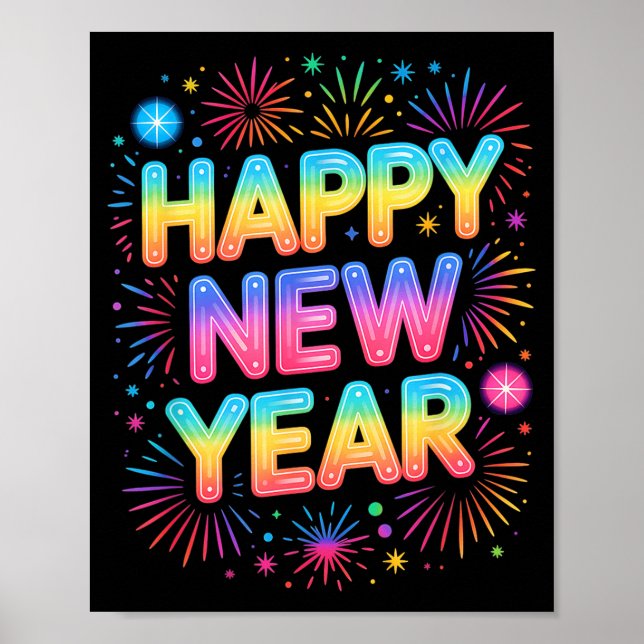Happy New Year 2026 Party Ballons, Fireworks And C Poster (Framsidan)