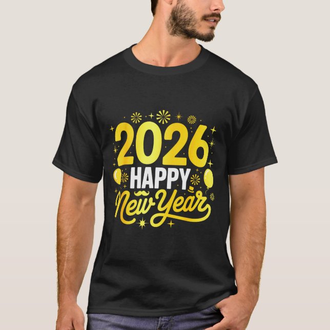 Happy New Year 2026 Party Balloons Fireworks Famil T Shirt (Framsida)