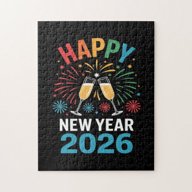 Happy New Year 2026 Party Funny New Years Eve 2026 Pussel (Vertikal)