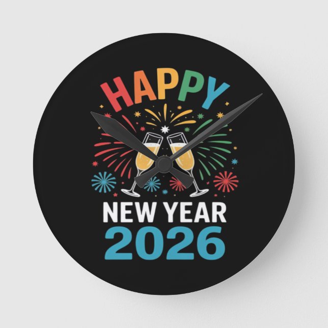 Happy New Year 2026 Party Funny New Years Eve 2026 Rund Klocka (Framsida)
