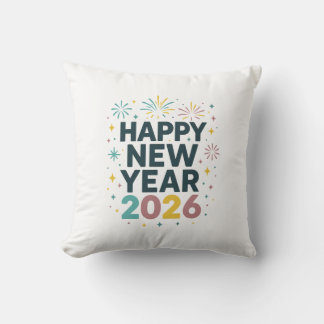 Happy New Year 2026 Pillow – Festive Fireworks Des Kudde