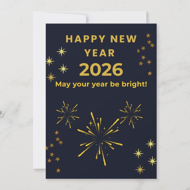 Happy New Year 2026 Printable Greeting Card | Mini Tack Kort (Framsida)