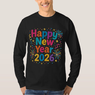 Happy New Year 2026 — Rainbow Confetti Celebration T Shirt