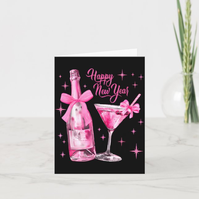 Happy New Year 2026 Retro Nk Bow Whisky New Year's Kort (Framsida)