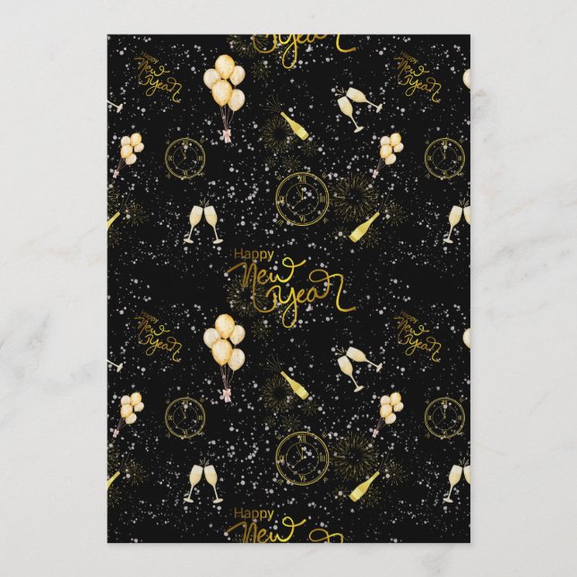 Happy New Year 2026 Seamless Pattern Inbjudningar (Framsida)