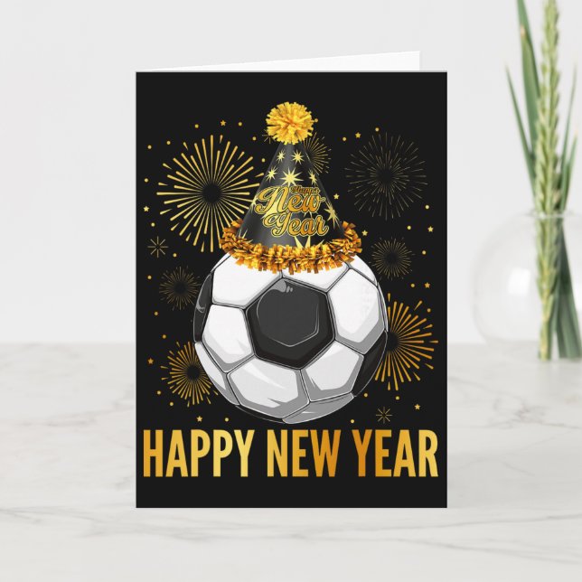 Happy New Year 2026 Soccer Party Hat New Years Eve Kort (Framsida)