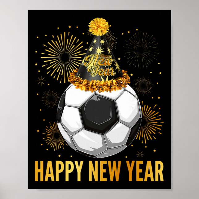 Happy New Year 2026 Soccer Party Hat New Years Eve Poster (Framsidan)