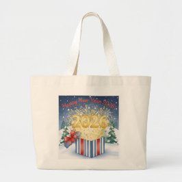 Happy New Year 2026 Tote Bag – Festive Fireworks  Jumbo Tygkasse