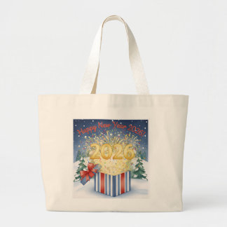 Happy New Year 2026 Tote Bag – Festive Fireworks  Jumbo Tygkasse